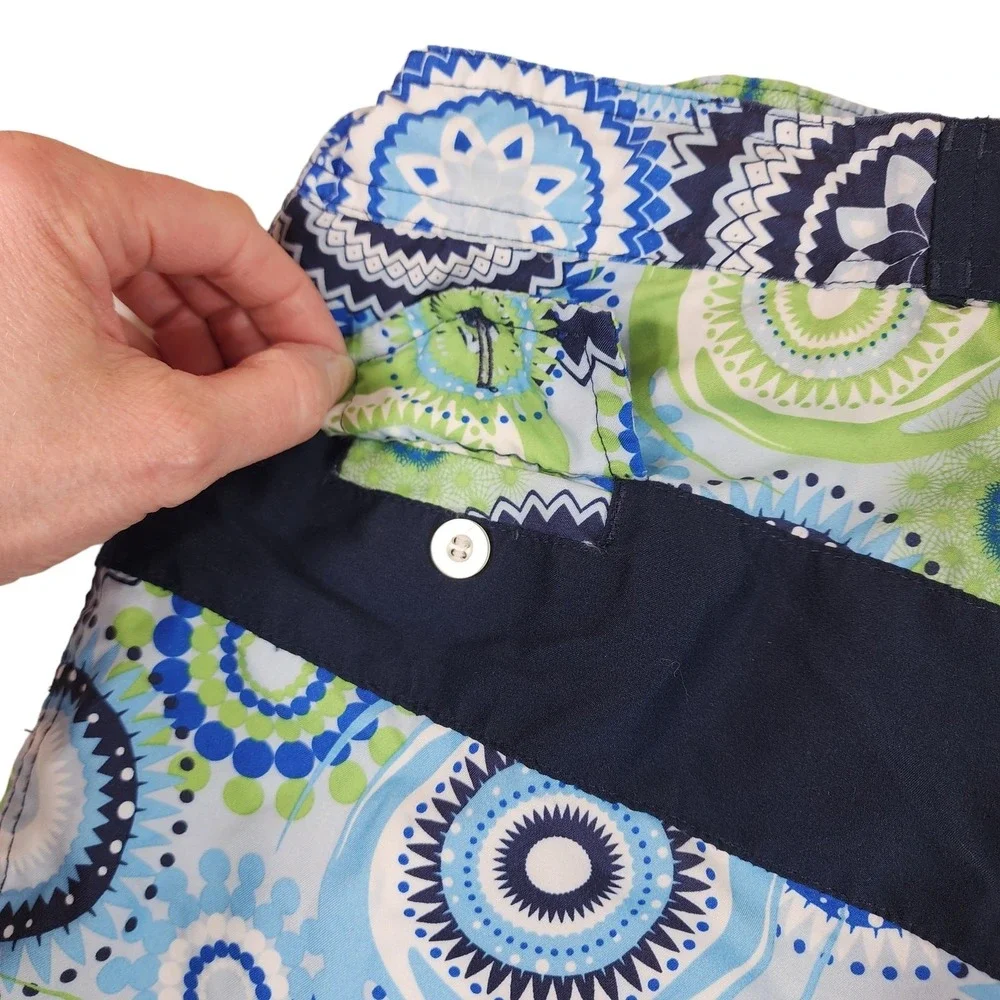 Joe Boxer Board Shorts L Men Floral Blue Green Functional‎ Fly Inseam 9
